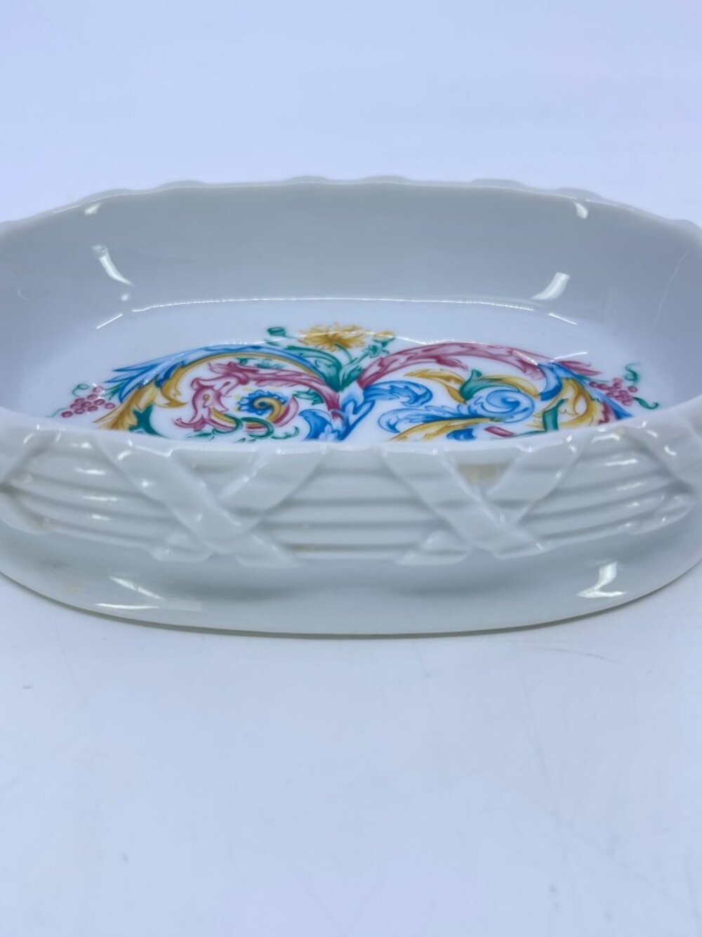 vintage palais de versailles oval porcelain soap dish vibrant floral pattern